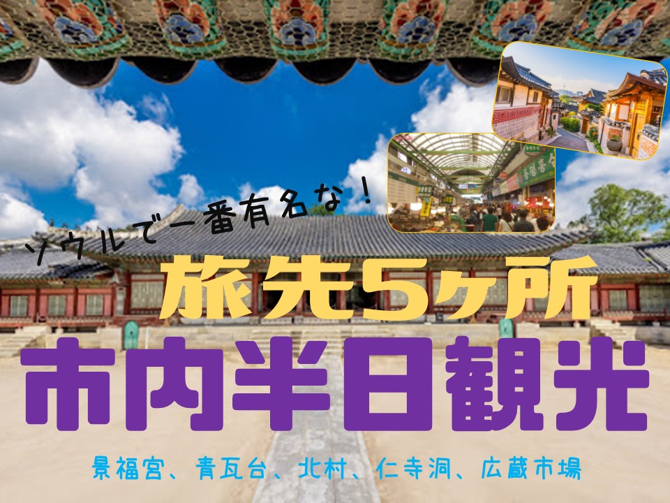 *満喫！ソウル市内半日観光 (景福宮、守門将交代儀式+青瓦台外観+北村韓屋村+仁寺洞+広蔵市場または明洞解散）【日本語ガイド案内】