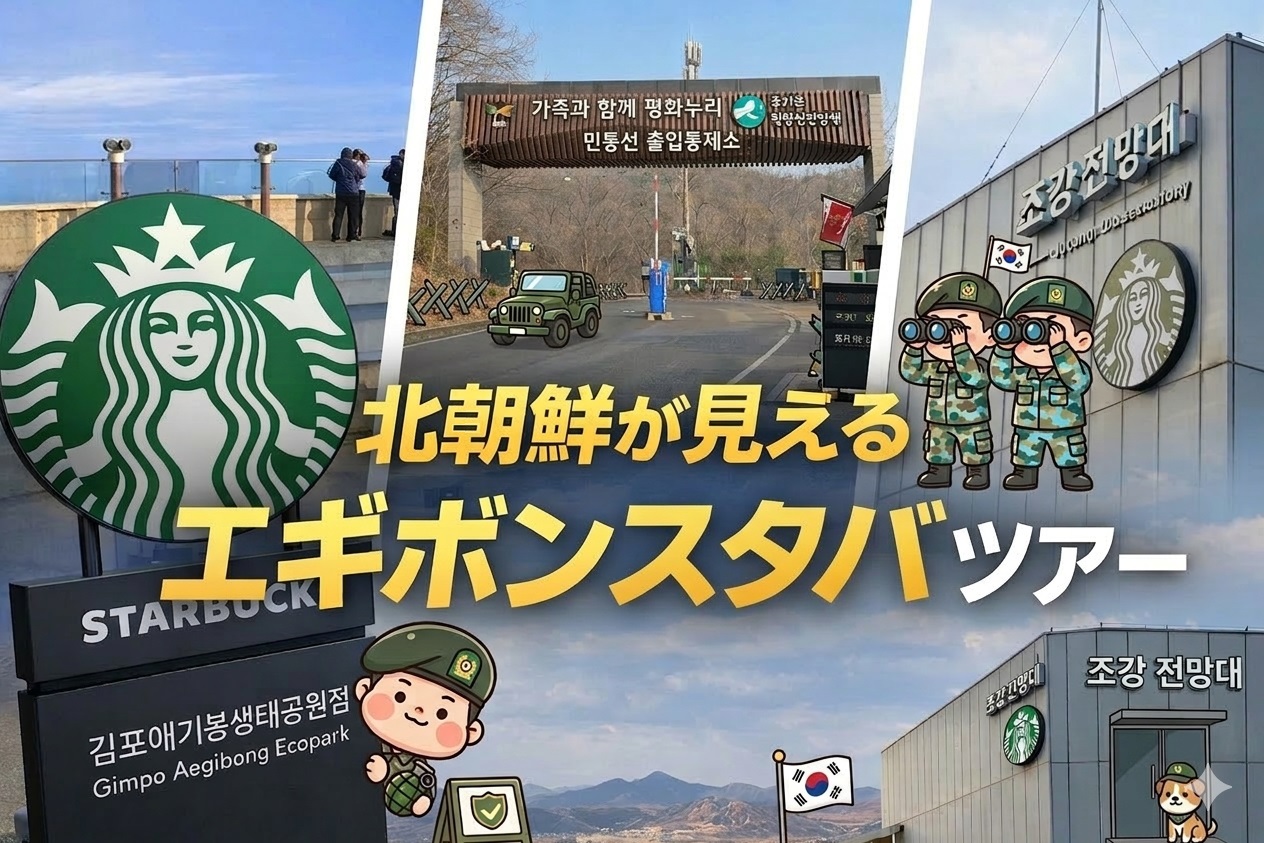 満喫！北朝鮮が見えるスタバ＆平和エコパーク午前半日ツアー「望遠(マンウォン)市場または明洞解散の選択可」【日本語ガイド案内】